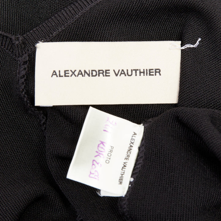 ALEXANDRE VAUTHIER black fine knit crystal encrusted rope halter open back dress