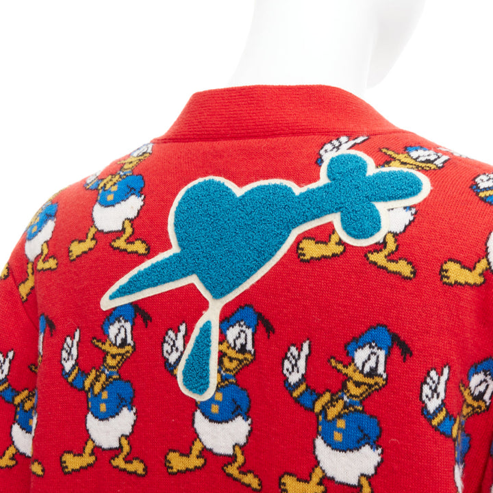 GUCCI Disney Donald Duck red wool blue intarsia button cardigan M