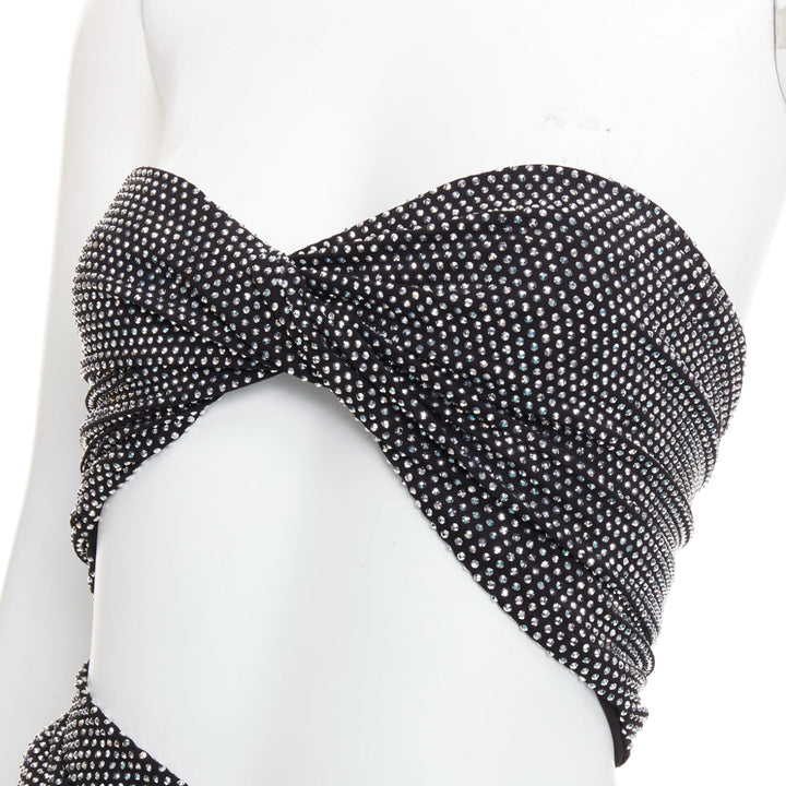 ALEXANDRE VAUTHIER silver strass crystal twisted bust cut out draped skirt gown