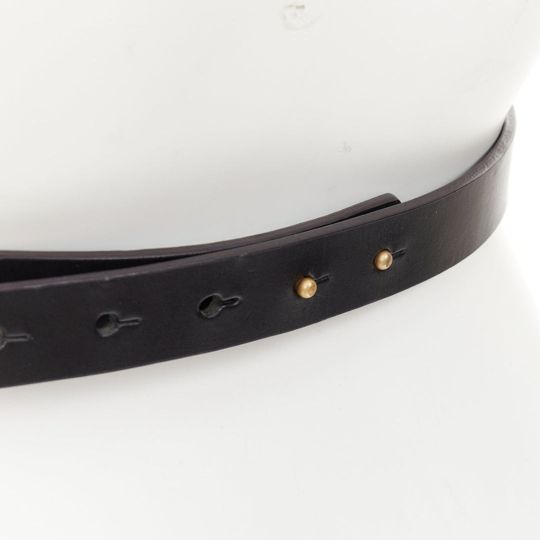 MAISON RABIH KAYROUZ gold bar plate smooth leather skinny waist belt 80cm