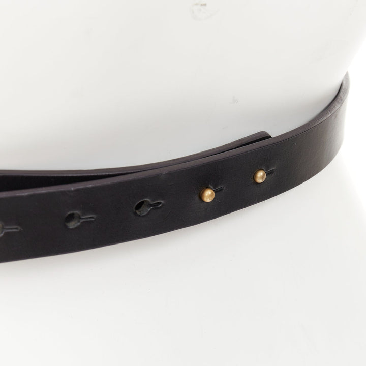 MAISON RABIH KAYROUZ gold bar plate smooth leather skinny waist belt 80cm