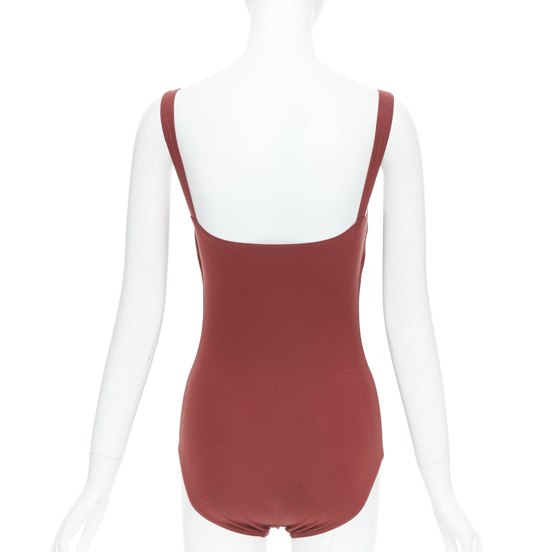HERMES VINTAGE Martin Margiela dar orange twill jersey one-piece bodysuit FR40 L