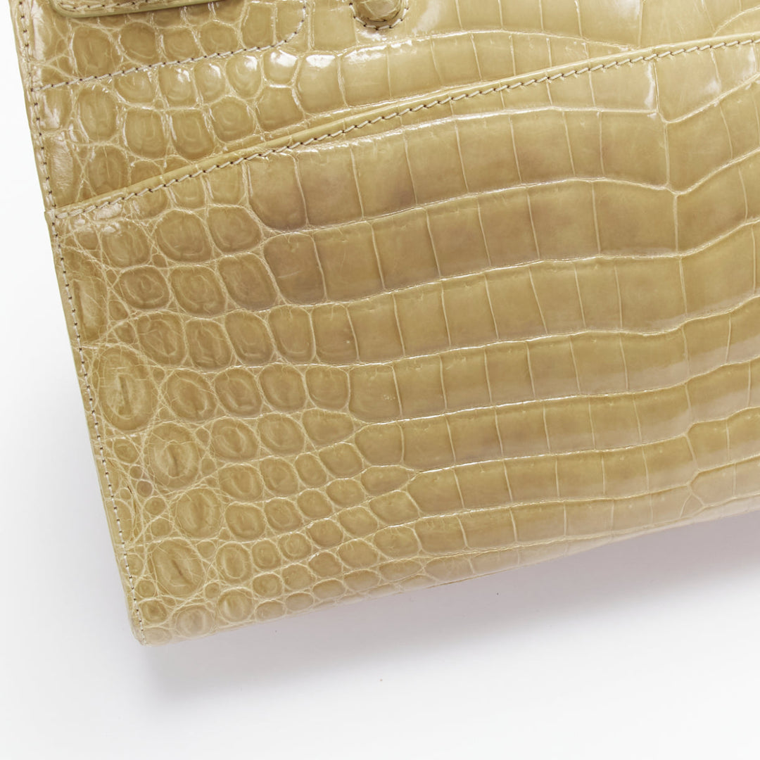 KWANPEN beige scaled leather turnlock buckles side panels tote bag