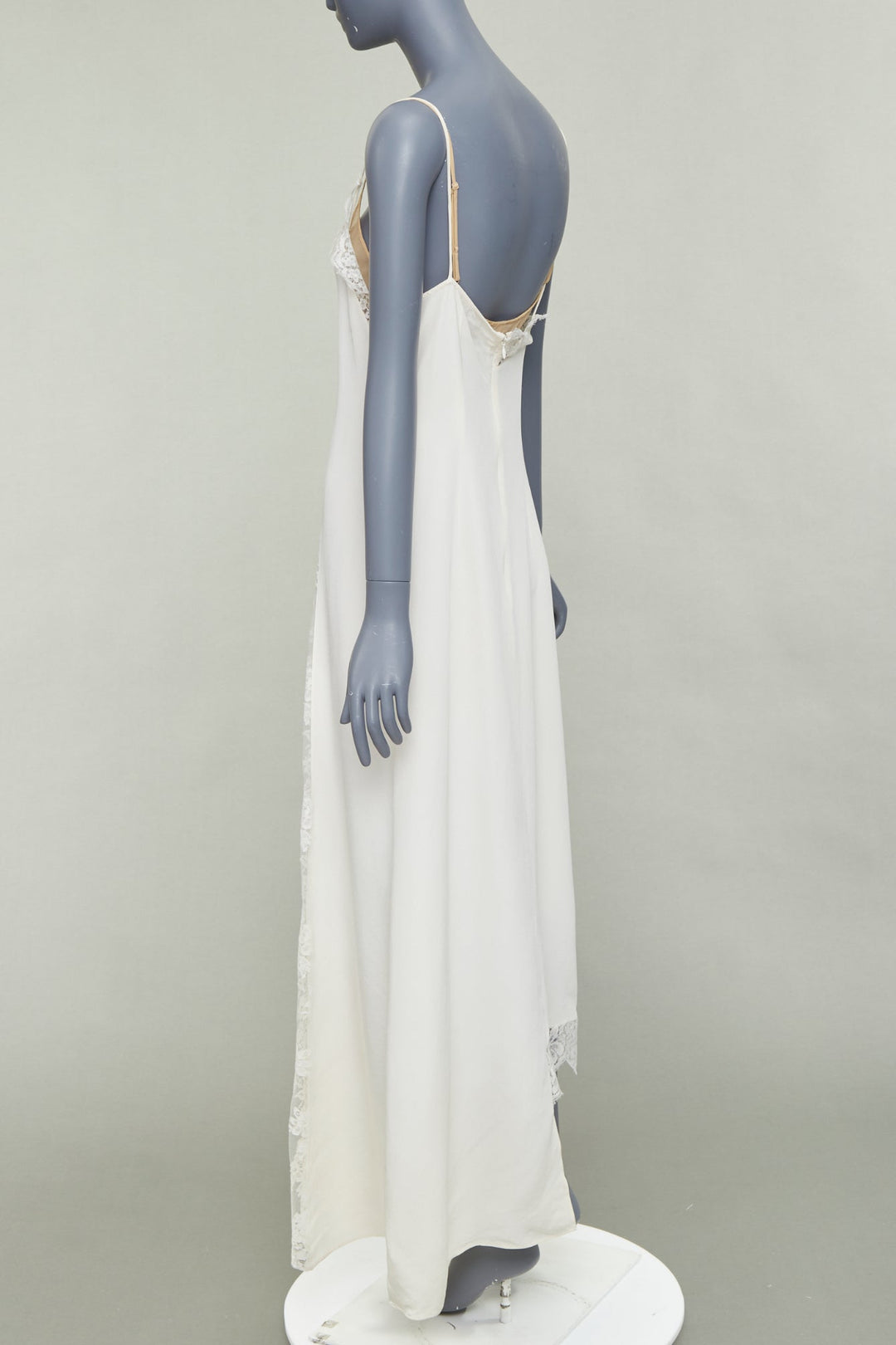 STELLA MCCARTNEY 2018 ivory silk cotton blend lace trim layered gown IT36 XXS