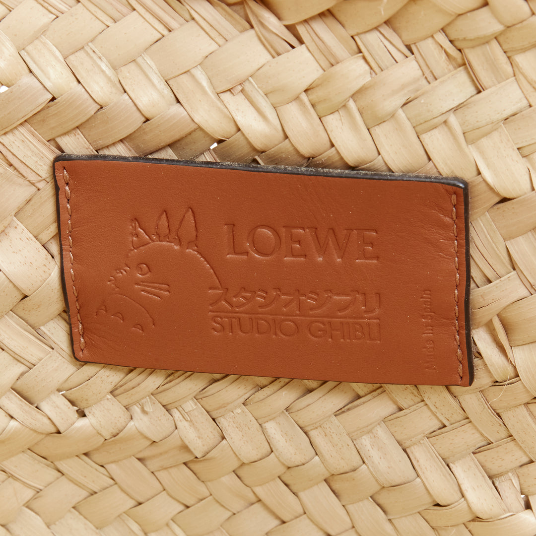 LOEWE Studio Ghibli Totoro Dust Bunnies Anagram logo small raffia basket bag