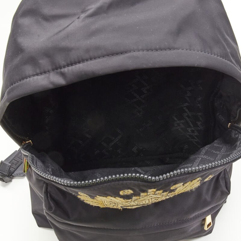 VERSACE Medusa Western Starburst embroidered black nylon backpack