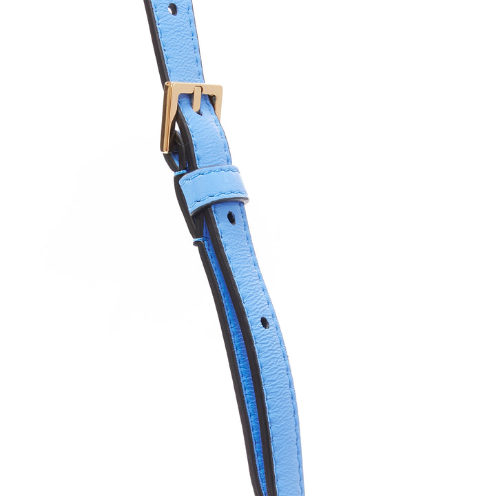 VERSACE blue lambskin leather quilted gold Medusa chain crossbody bag Medium
