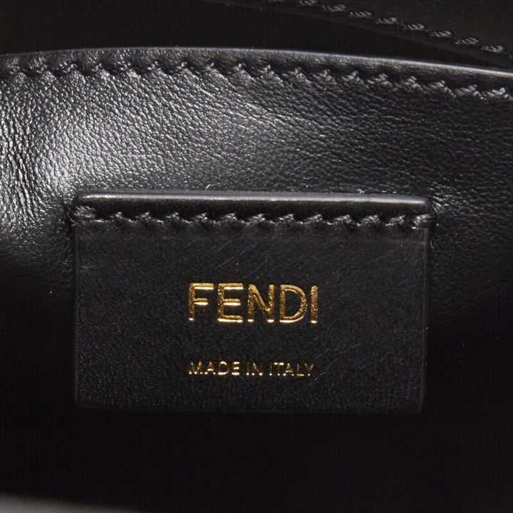 FENDI Pack Small Shopping yellow leather logo print crossbody tote bag