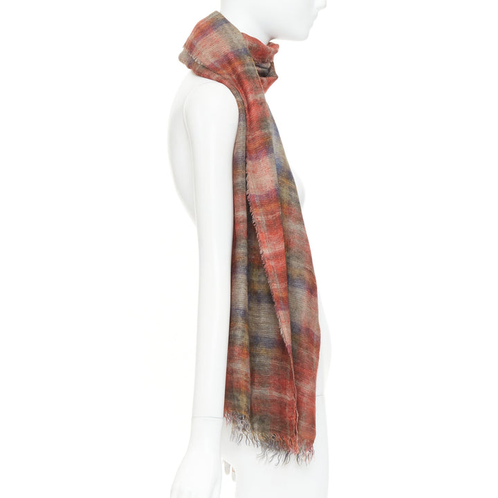 CHANEL 2013 Paris-Edinburg Metiers d'Art red tartan mohair fringed scarf