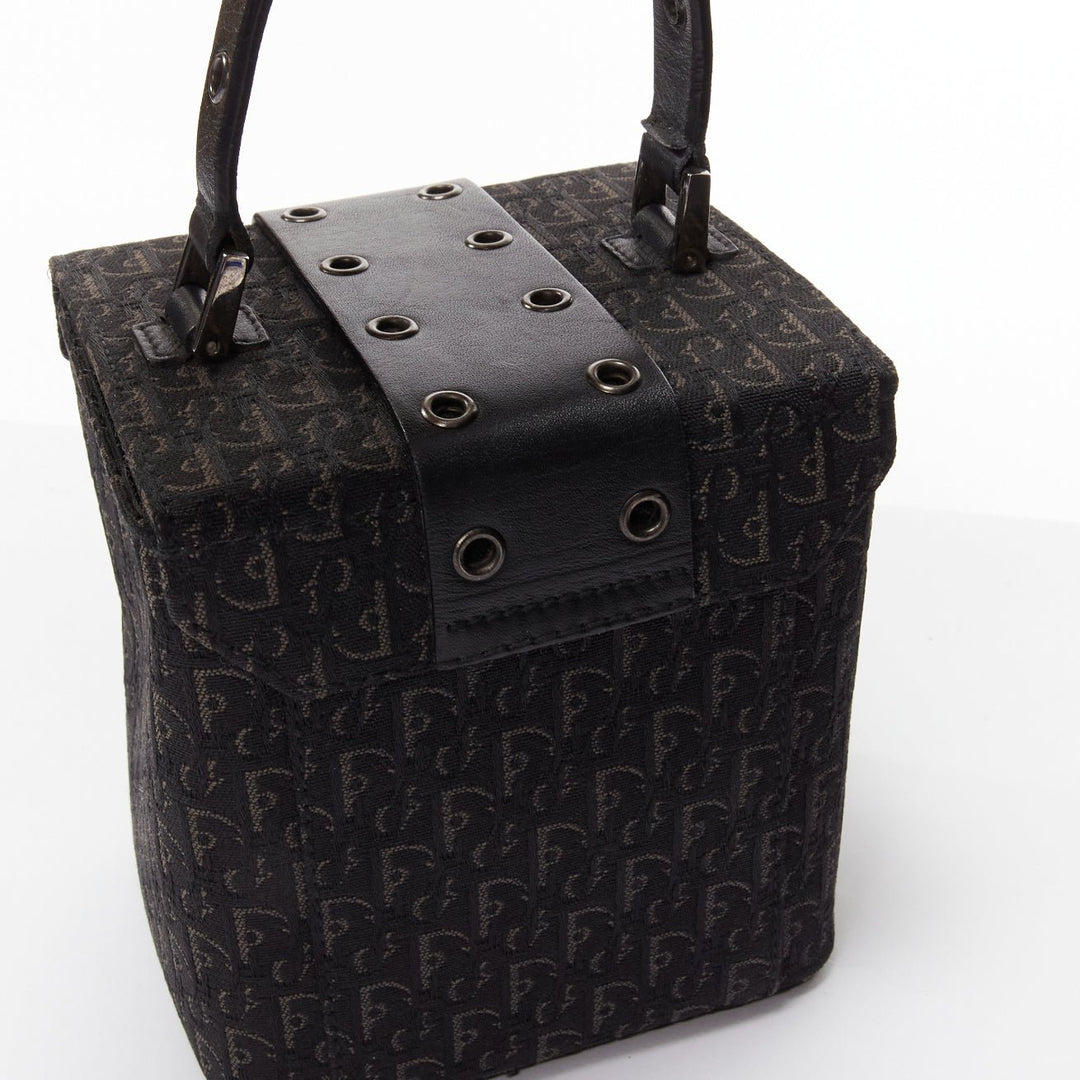 CHRISTIAN DIOR Vintage John Galliano black trotter Street Chic canvas vanity bag