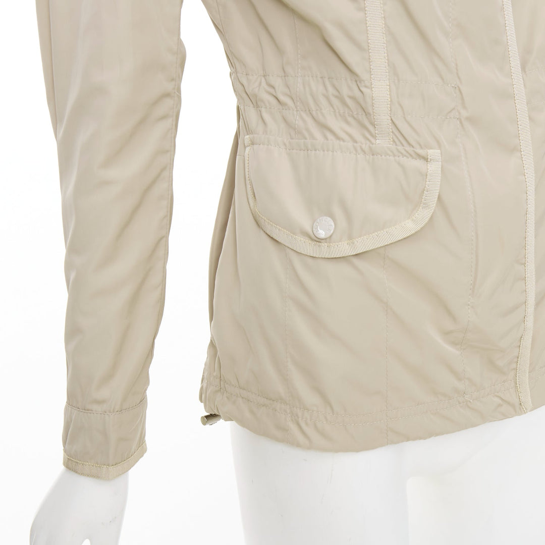 MONCLER Roxane Giubotto beige nylon military cargo pocket jacket Sz.0 XS