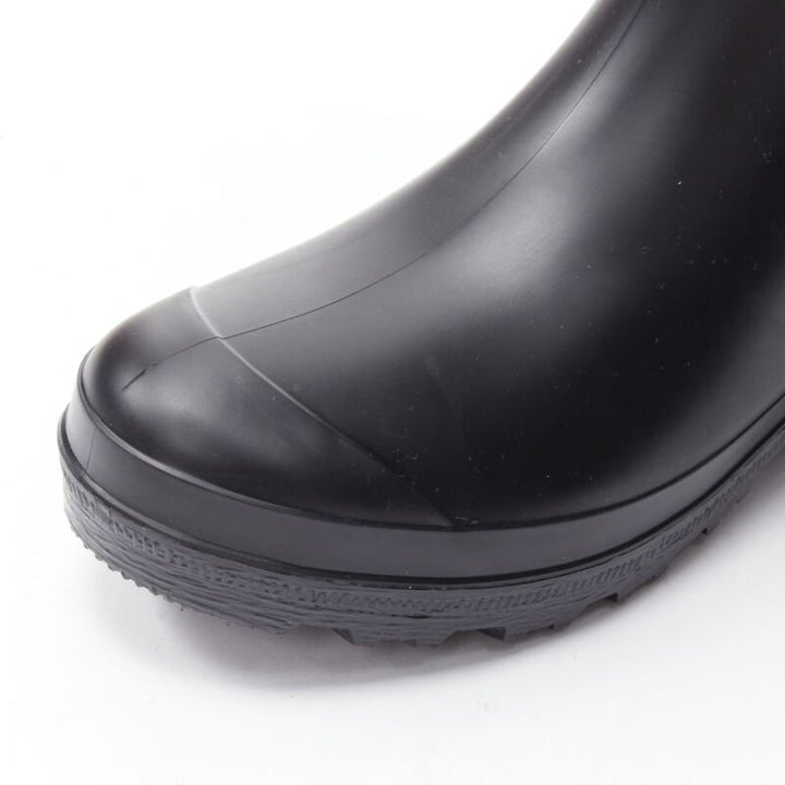 MONCLER red black plaid check black rubber wellington rain boots EU39