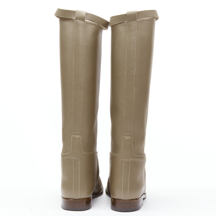 HERMES Kelly Jumping taupe brown PHW buckle riding boot EU37.5