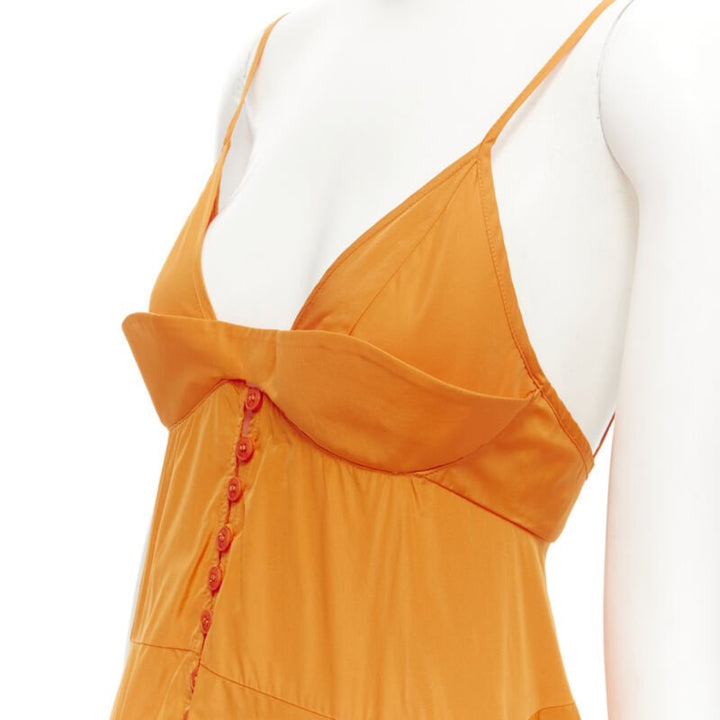 JACQUEMUS Runway orange long tafetta button front maxi dress gown IT34 XS