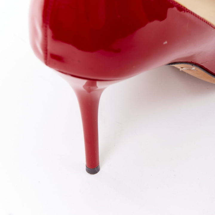 JIMMY CHOO red patent leather pointy toe stiletto heel pump EU39