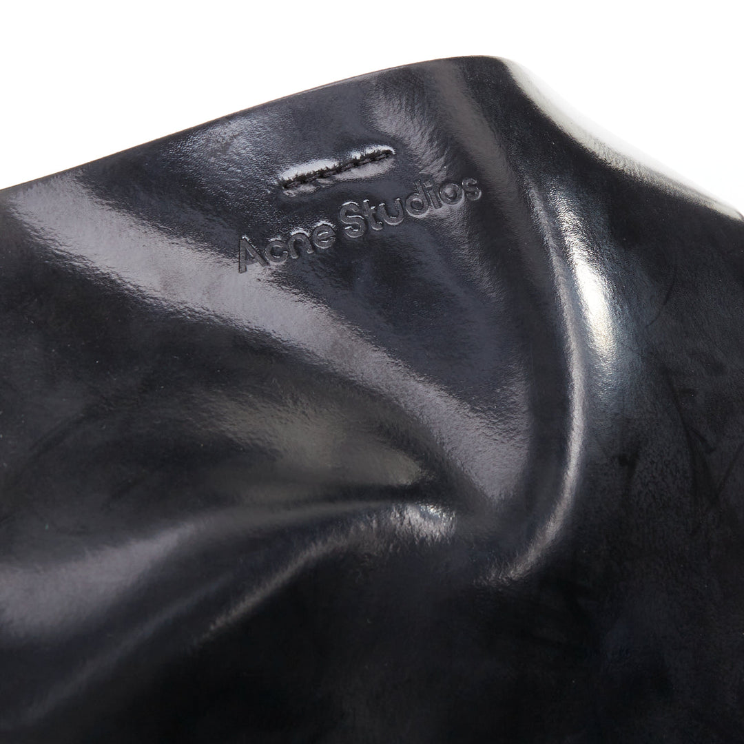 ACNE STUDIOS Musubi glossy black leather bow side shoulder hobo bag