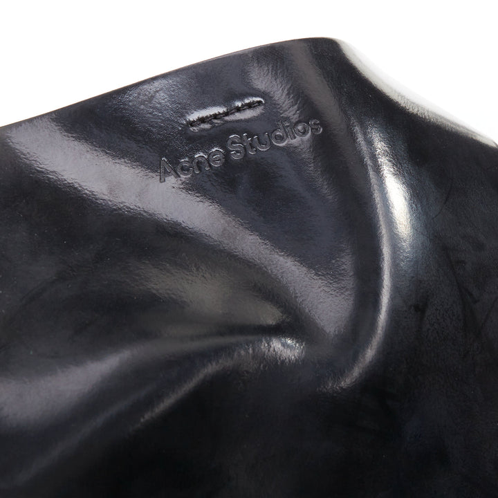ACNE STUDIOS Musubi glossy black leather bow side shoulder hobo bag