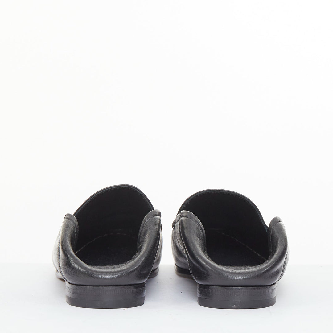 GUCCI 2015 Brixton black leather collapsible heel horsebit loafers EU37.5