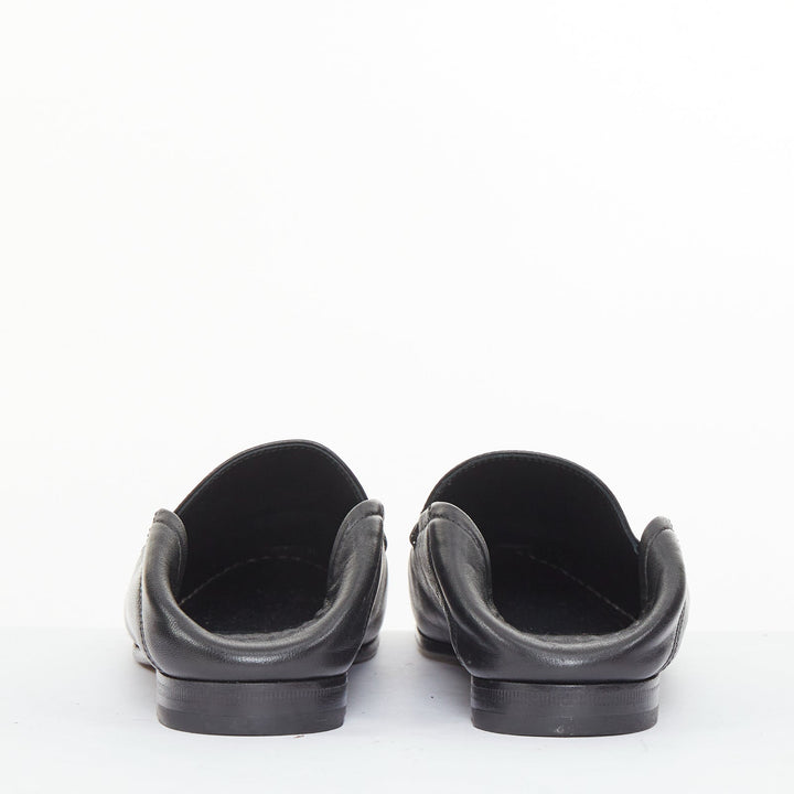 GUCCI 2015 Brixton black leather collapsible heel horsebit loafers EU37.5