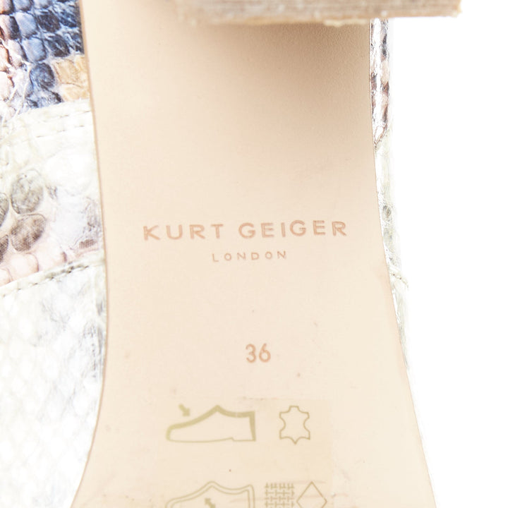 KURT GEIGER Briya beige cream scaled leather print tall mid boots EU36