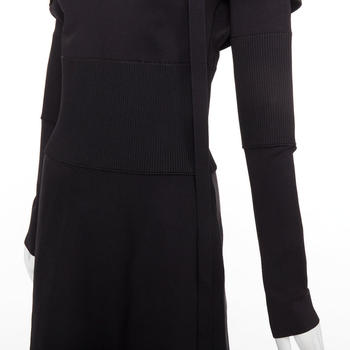 FERRAGAMO Maximilian Davis black gold Gancini halter knee dress L