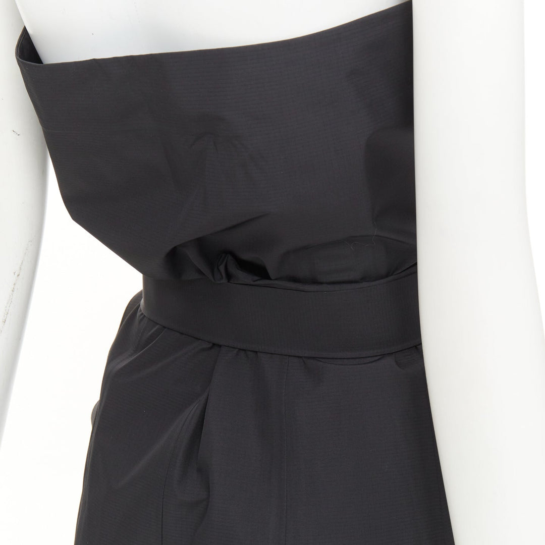 YANG LI 2019 KTC black strapless belted trench coat accent midi dress FR40 M