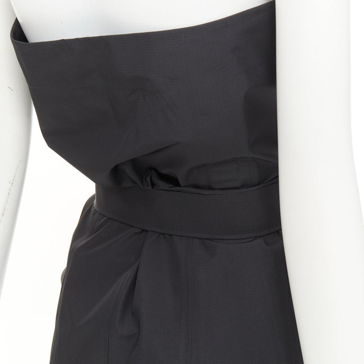 YANG LI 2019 KTC black strapless belted trench coat accent midi dress FR40 M