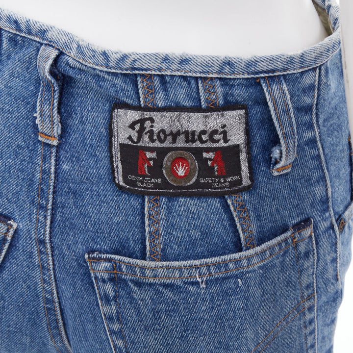 FIORUCCI Vintage washed blue panelled high waisted slim straight jeans 26" S