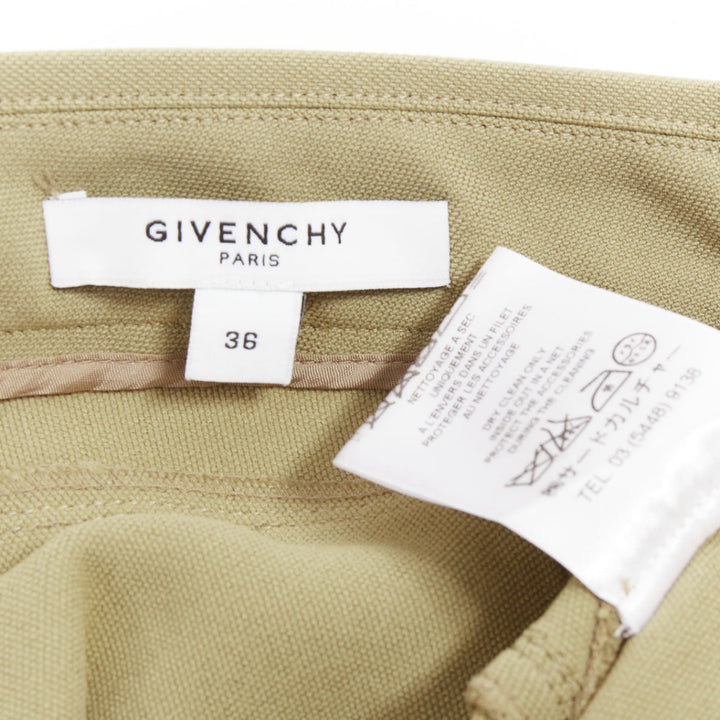 GIVENCHY khaki cotton blend skinny zip back riding pants FR36 S