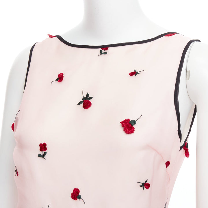 OSCAR DE LA RENTA 2016 pink red degrade carnation rose embroidered dress US4 S