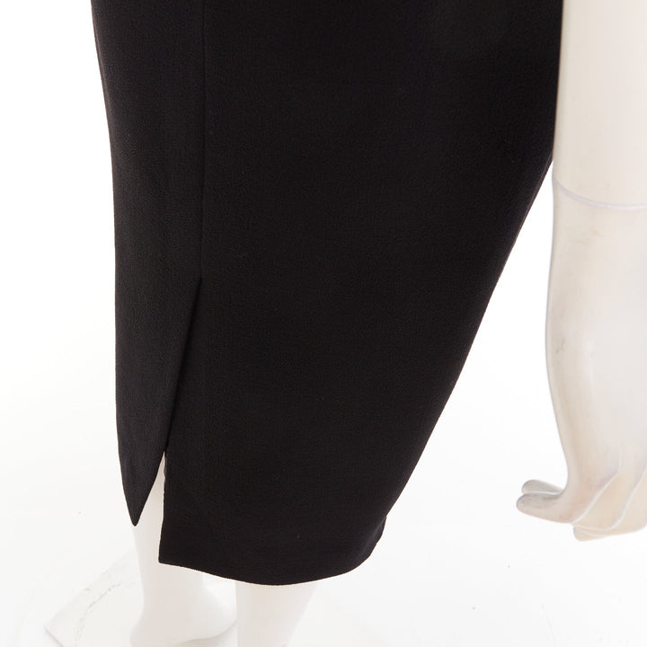 ALEXANDRE VAUTHIER black wool crepe high waisted back slit pencil skirt