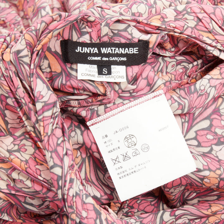 JUNYA WATANABE 2008 pink floral print deconstructed ruffle drape bundle dress S