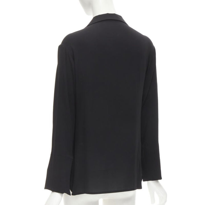 YOHJI YAMAMOTO 100% silk crepe spread collar concealed button shirt