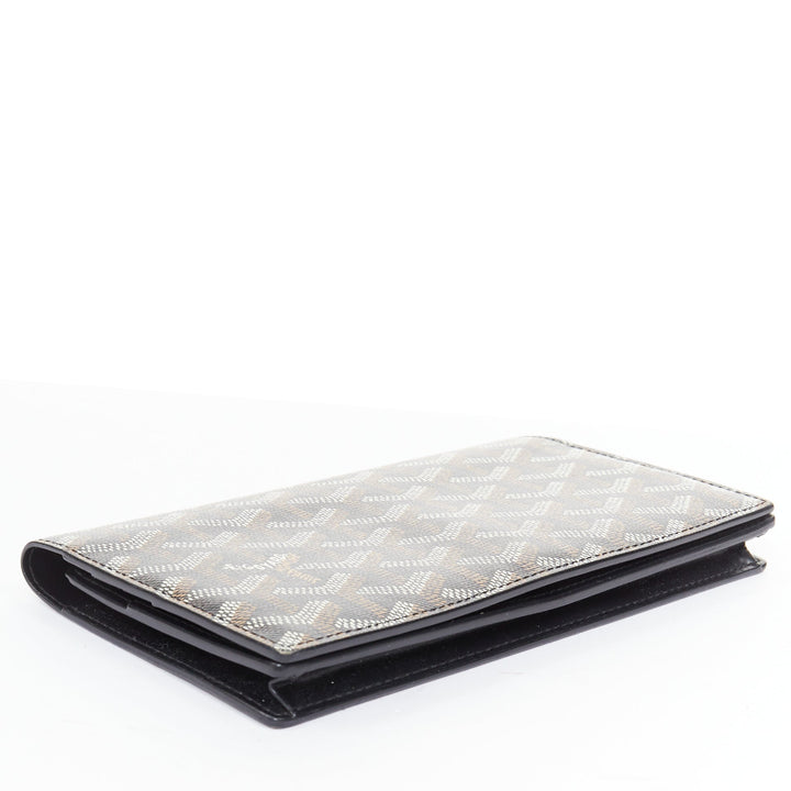 GOYARD Richelieu black brown Goyardine coated canvas flap bifold long wallet