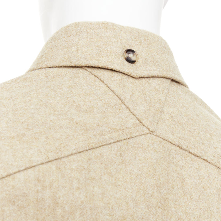 BOTTEGA VENETA 2020 beige double faced wool felt angular pocket overshirt EU38 S