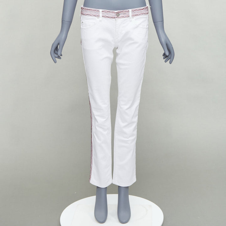 ISABEL MARANT ETOILE white denim red black stitch detail jeans FR38 M