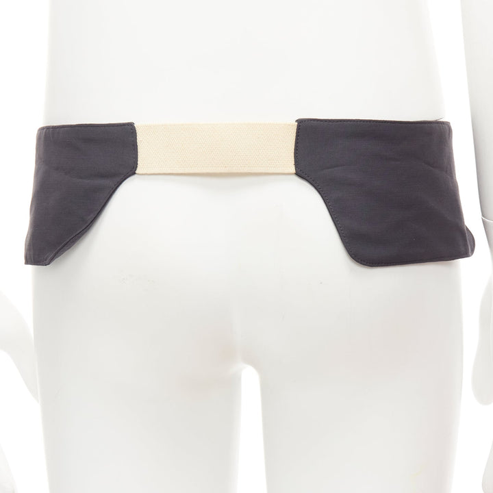 rare RAF SIMONS 10 Corso Como grey cream fabric double panel canvas utility belt