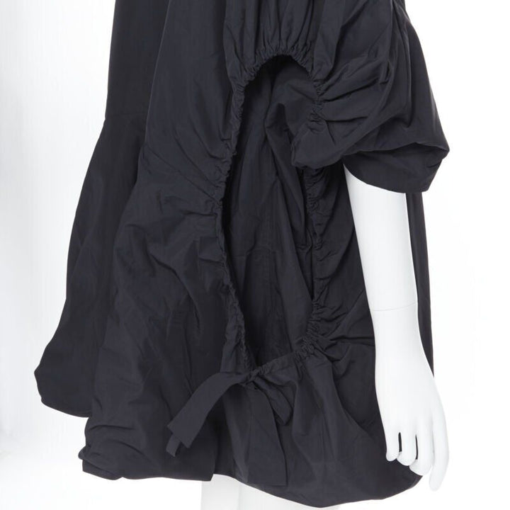 YVES SAINT LAURENT 2009 black nylon cut out drawstring cocoon coat FR38 S