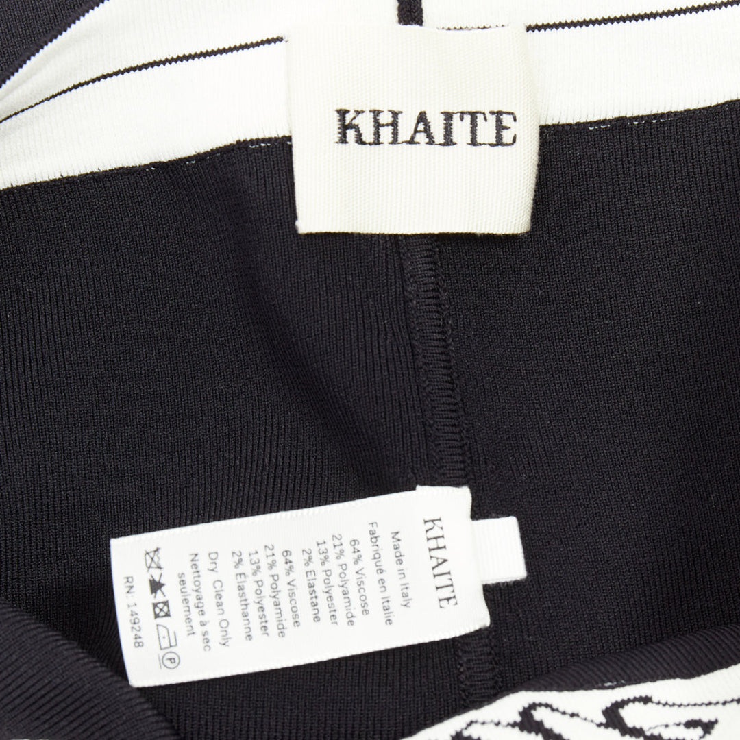 KHAITE Bryant black white italic logo viscose blend knitted cyclist shorts S