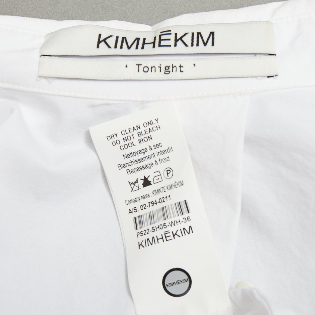 KIMHEKIM Tonight Venus gathered pearl button asymmetric oversized shirt FR36 S