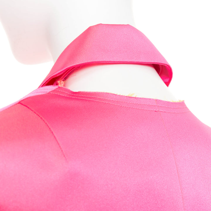 rare COMME DES GARCONS 2020 Runway fuschia pink structured satin layered coat S