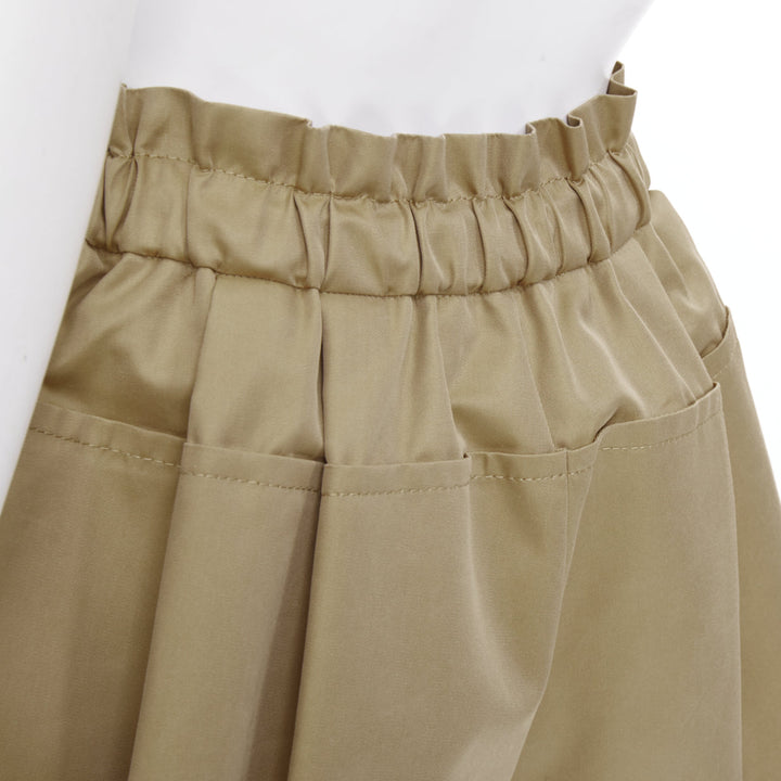 SACAI 2024 beige khaki cotton paperbag drawstring utility bubble shorts JP1 S