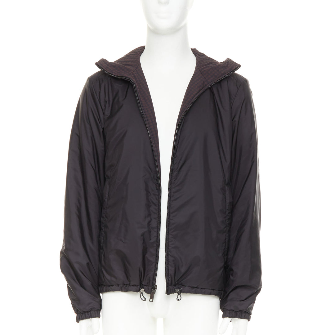 PRADA Linea Rossa 2014 Reversible black burgundy gingham windbreaker IT52 XL