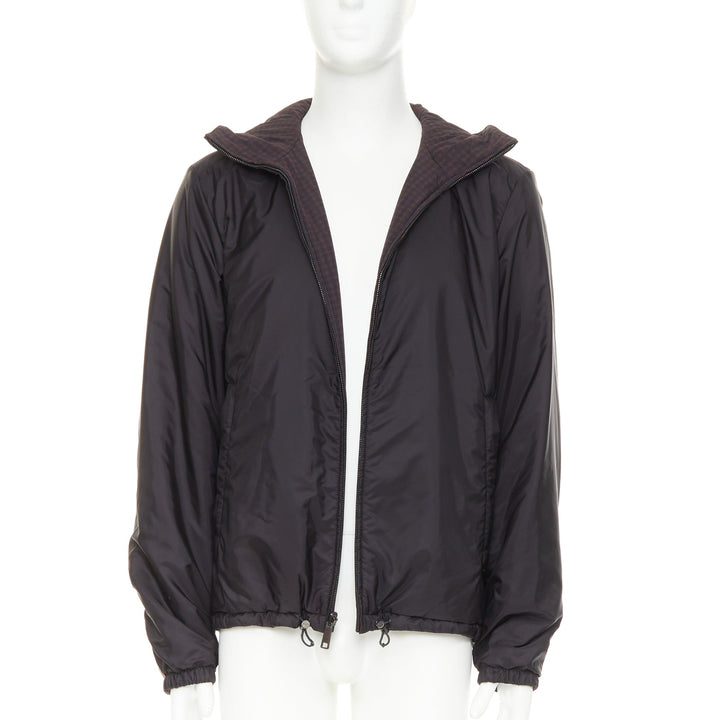 PRADA Linea Rossa 2014 Reversible black burgundy gingham windbreaker IT52 XL