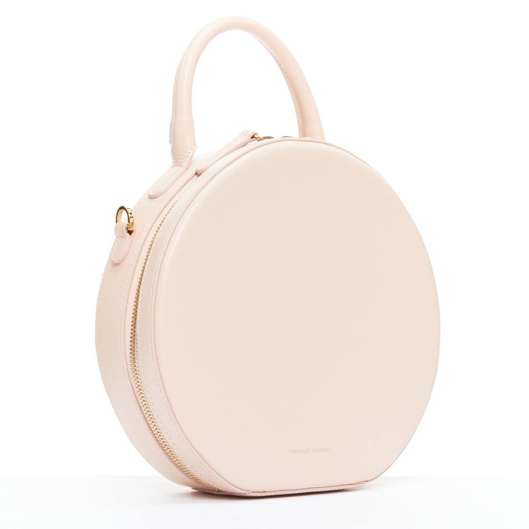 MANSUR GAVRIEL Circle light pink leather gold logo crossbody bag