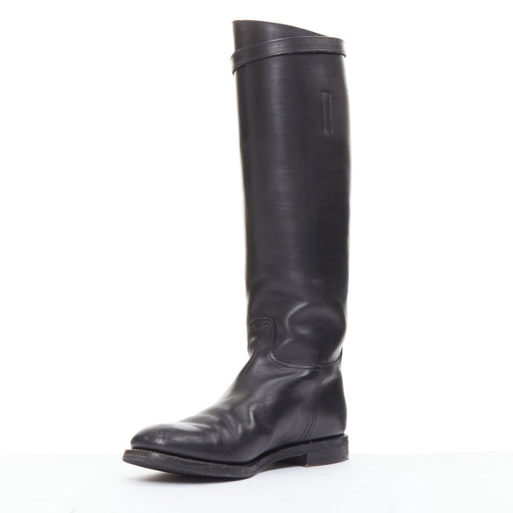 CHURCH'S Michelle G. black leather silver buckle tall riding boots EU37