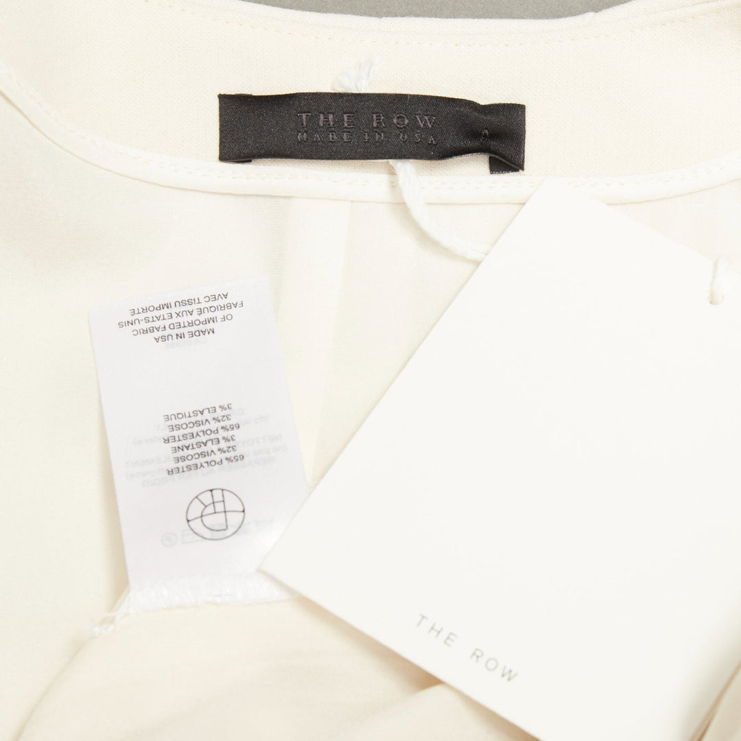 THE ROW Orga off white beige stretch-cady crepe neck zip shift dress US0 XS