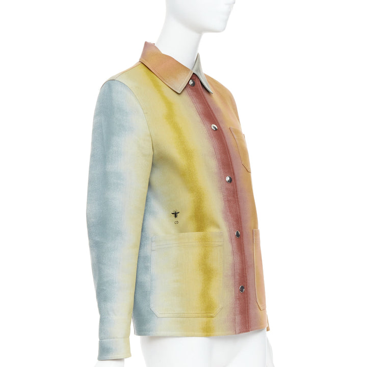 CHRISTIAN DIOR rainbow dye monogram lined trucker coat FR36 S