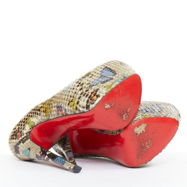 CHRISTIAN LOUBOUTIN Highness 160 butterfly leather platform peep heels EU36