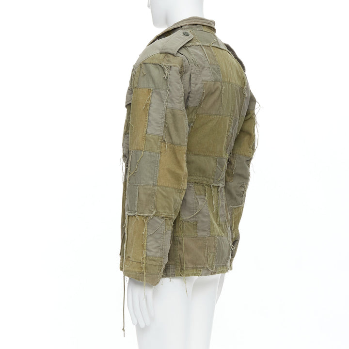 JUNYA WATANABE 2006 M65 green frayed patchwork field coat XS